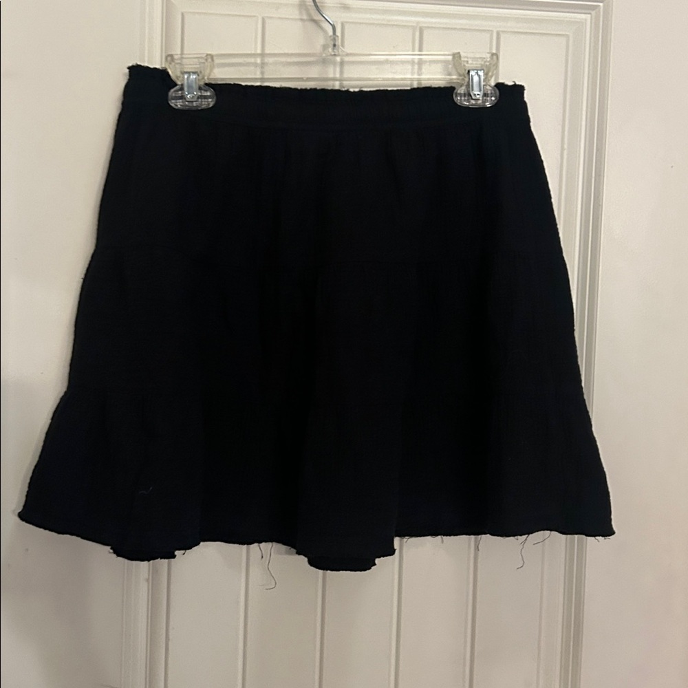 aerie Black M distressed hem pool party mini Tiered Skater Skirt - Picture 4 of 4